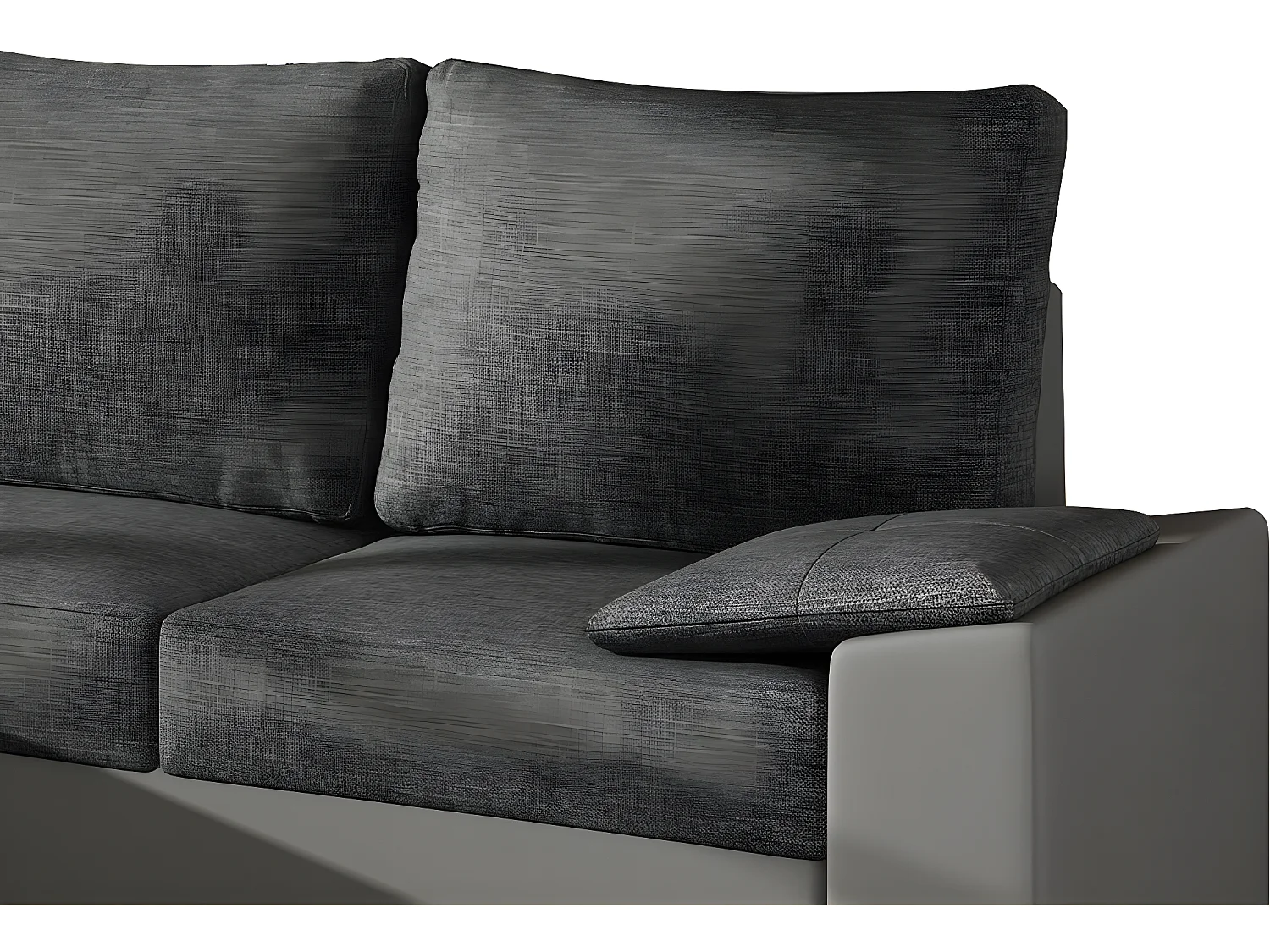 Canapé d'angle convertible - en tissu gris et simili gris, angle gauche (vu de face) - LUCAS