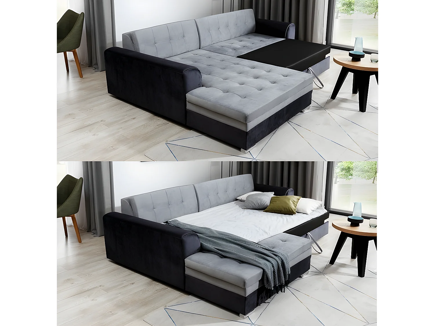 Hoekslaapbank van luxe fluweelstof, chocoladebruin en bruin, 5 zitplaatsen, SOHO VELOURS