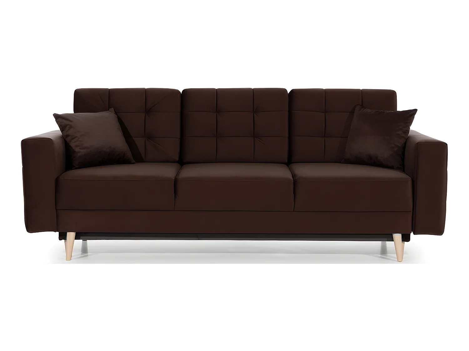 Canapé 3 places convertible - en tissu de qualité marron, ASVENA VELOURS