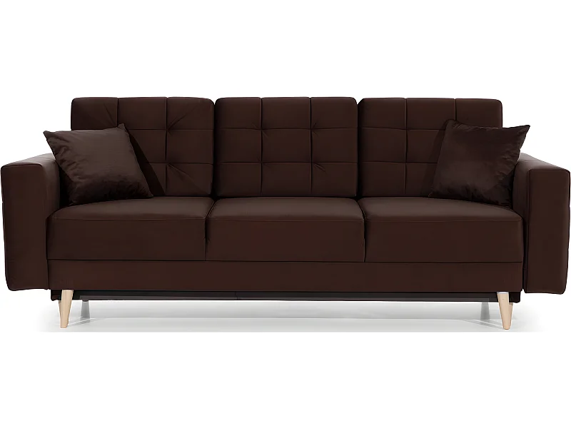Canapé 3 places convertible - en tissu de qualité marron, ASVENA VELOURS