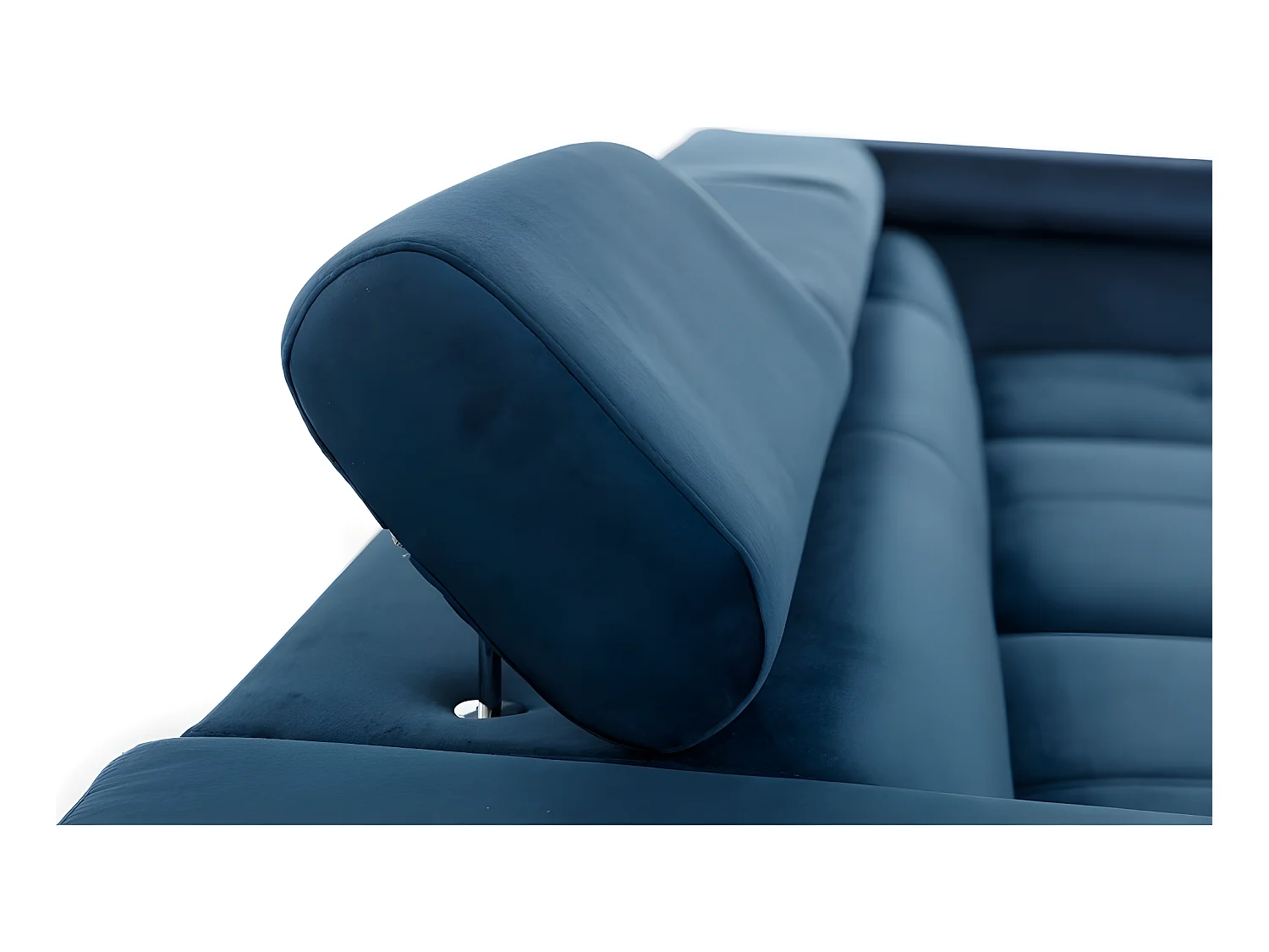 Canapé d'angle convertible - ERIKA - en tissu luxe 5 places, bleu et gris, angle droit (vu de face)