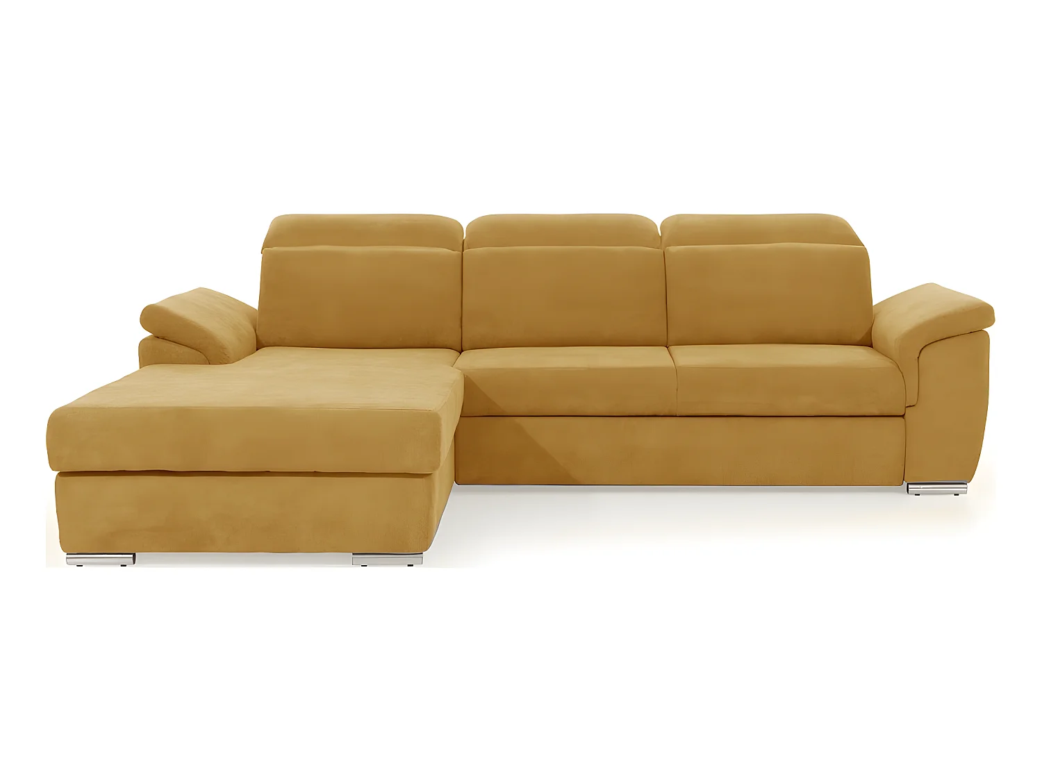 Canapé d'angle convertible en tissu Luxe, jaune moutarde, 5 places, angle gauche (vu de face) , TRESOR
