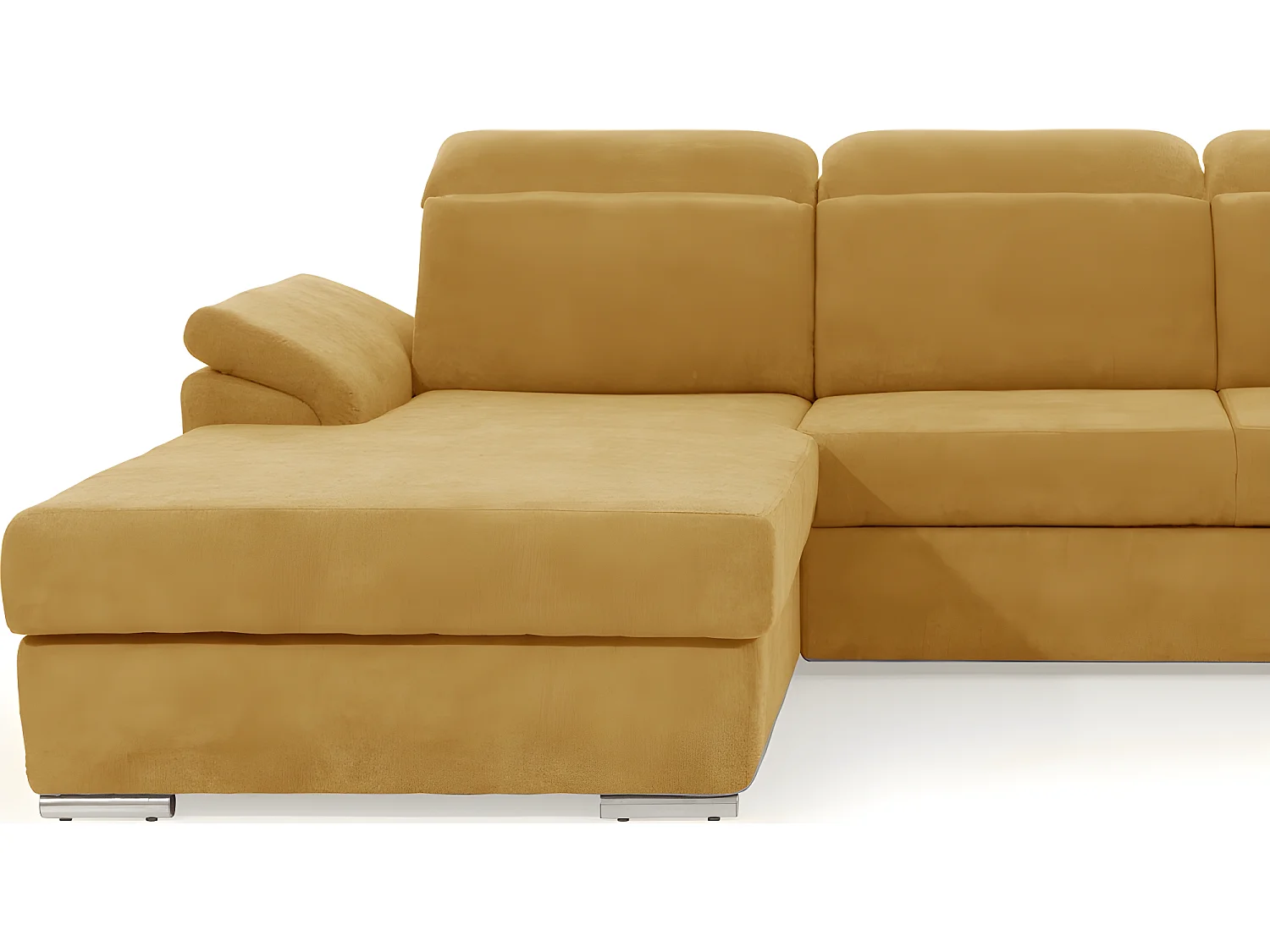 Canapé d'angle convertible en tissu Luxe, jaune moutarde, 5 places, angle gauche (vu de face) , TRESOR