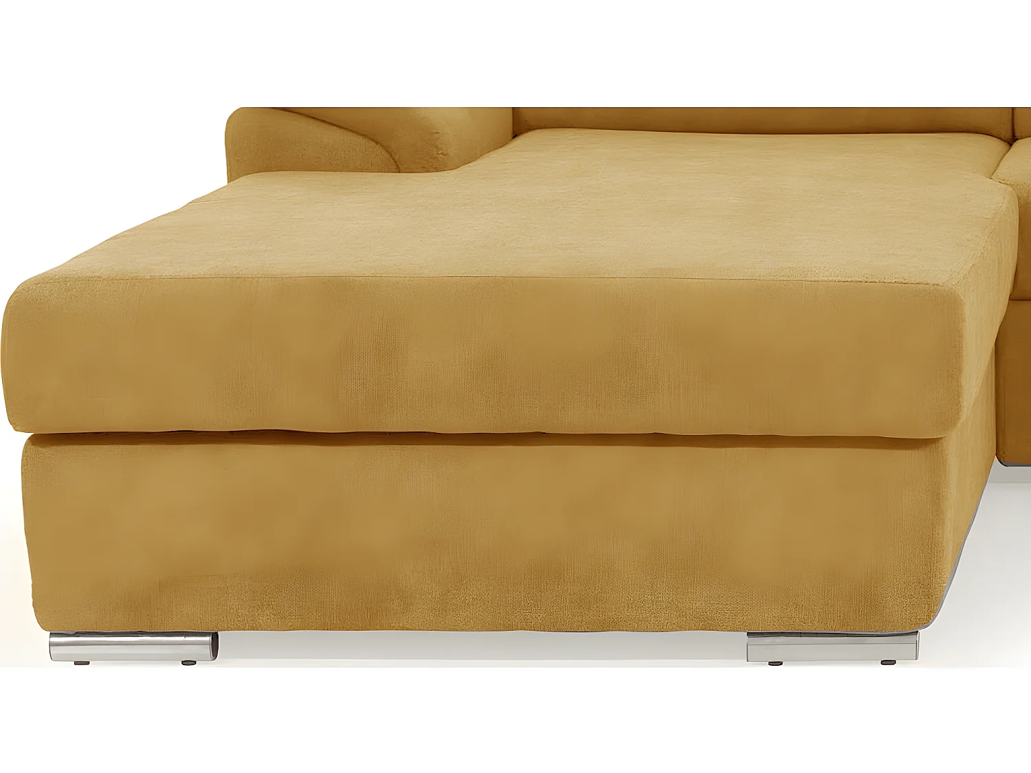 Canapé d'angle convertible en tissu Luxe, jaune moutarde, 5 places, angle gauche (vu de face) , TRESOR