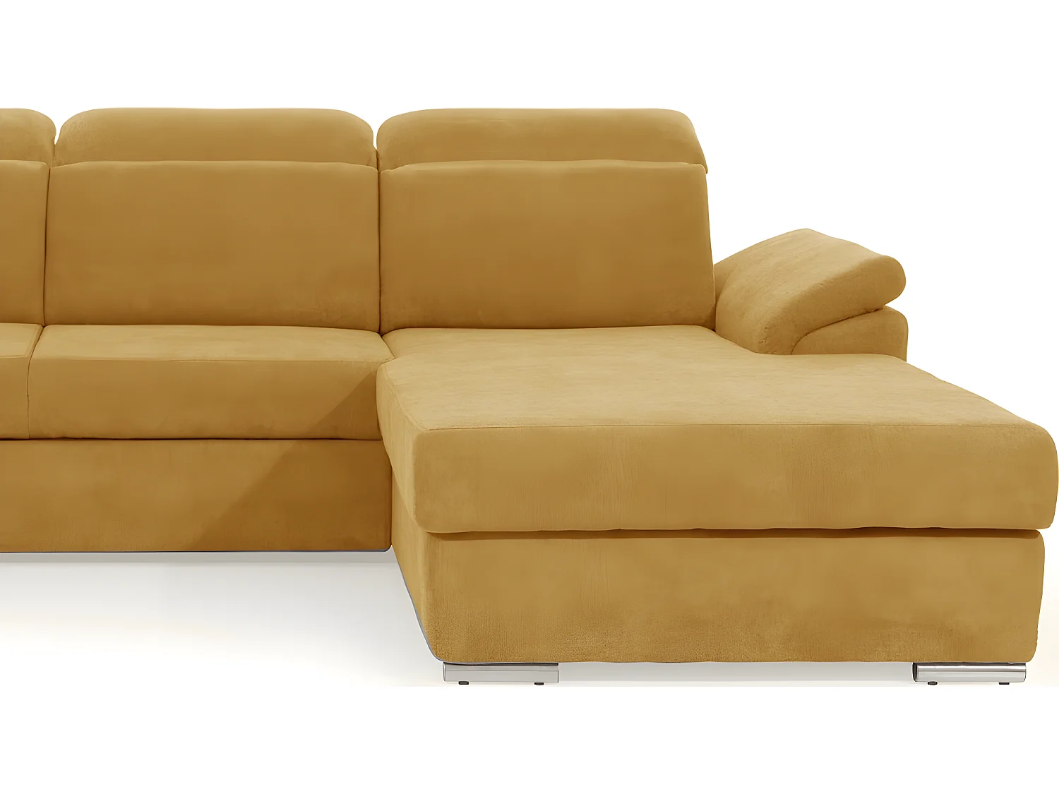 Canapé d'angle convertible en tissu Luxe, jaune moutarde, 5 places, angle droit (vu de face) , TRESOR