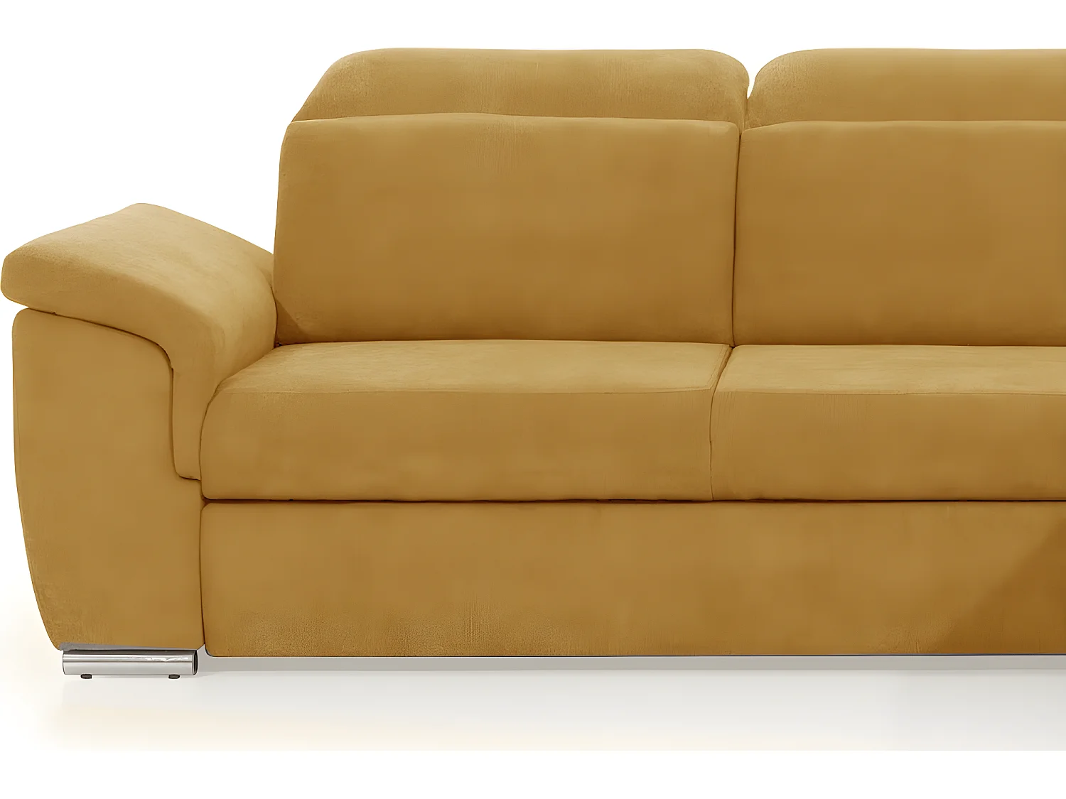 Canapé d'angle convertible en tissu Luxe, jaune moutarde, 5 places, angle droit (vu de face) , TRESOR