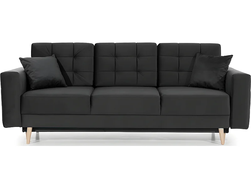 Canapé 3 places convertible - en velours de qualité, gris foncé, ASVENA VELOURS