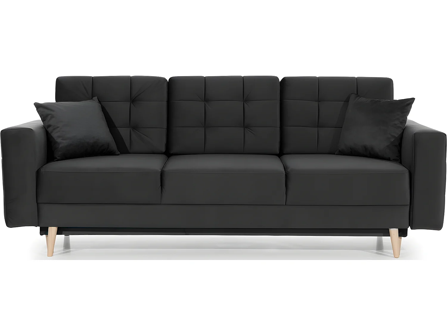 Canapé 3 places convertible - en velours de qualité, gris foncé, ASVENA VELOURS