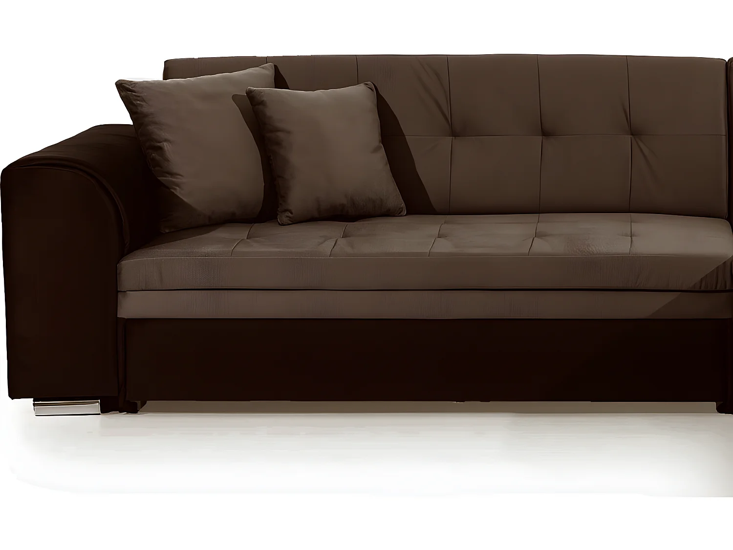 Canapé d'angle convertible en tissu velours Luxe, marron et chocolat, 5 places, angle droit (vu de face), SOHO VELOURS