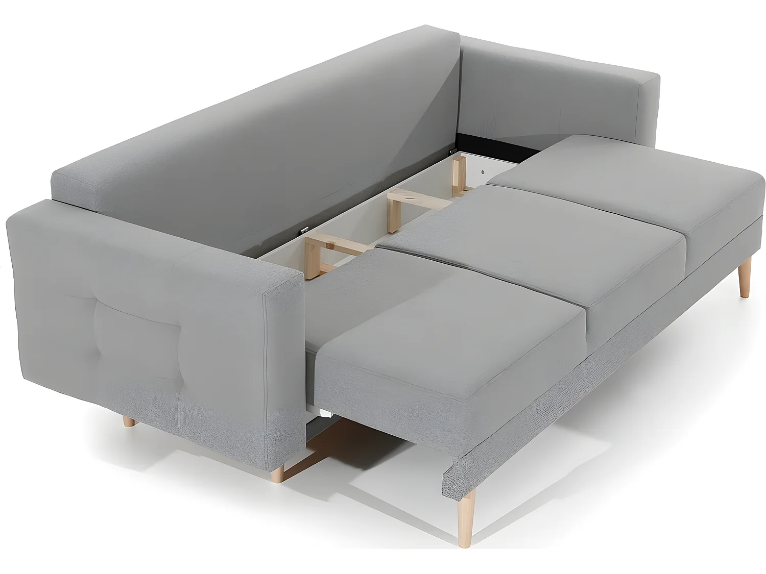 Canapé 3 places convertible - en tissu de qualité vert, ASVENA VELOURS