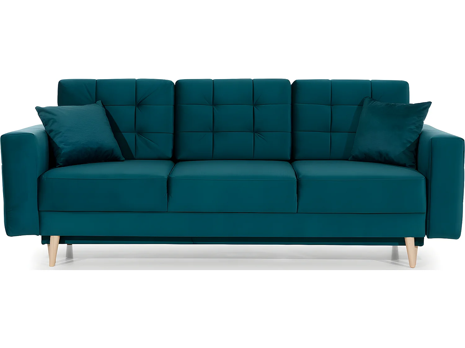 Canapé 3 places convertible - en tissu de qualité vert, ASVENA VELOURS