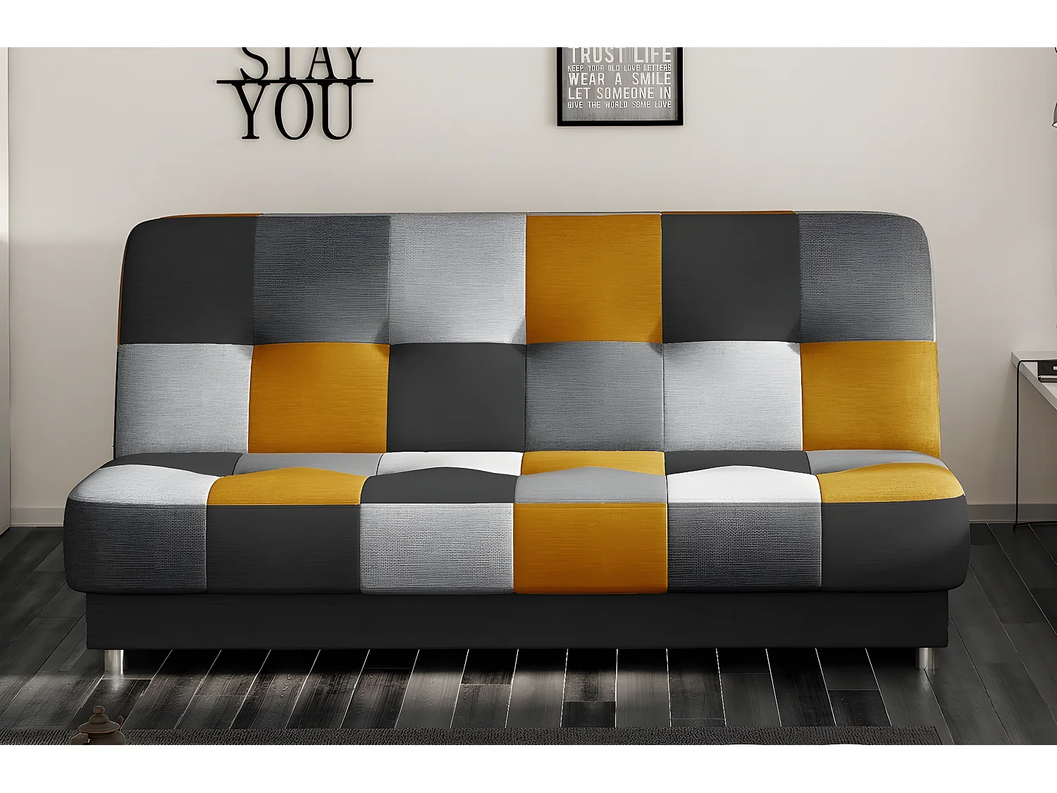 Canapé 3 places convertible - multicolore - en tissu de belle qualité, CAYENNE