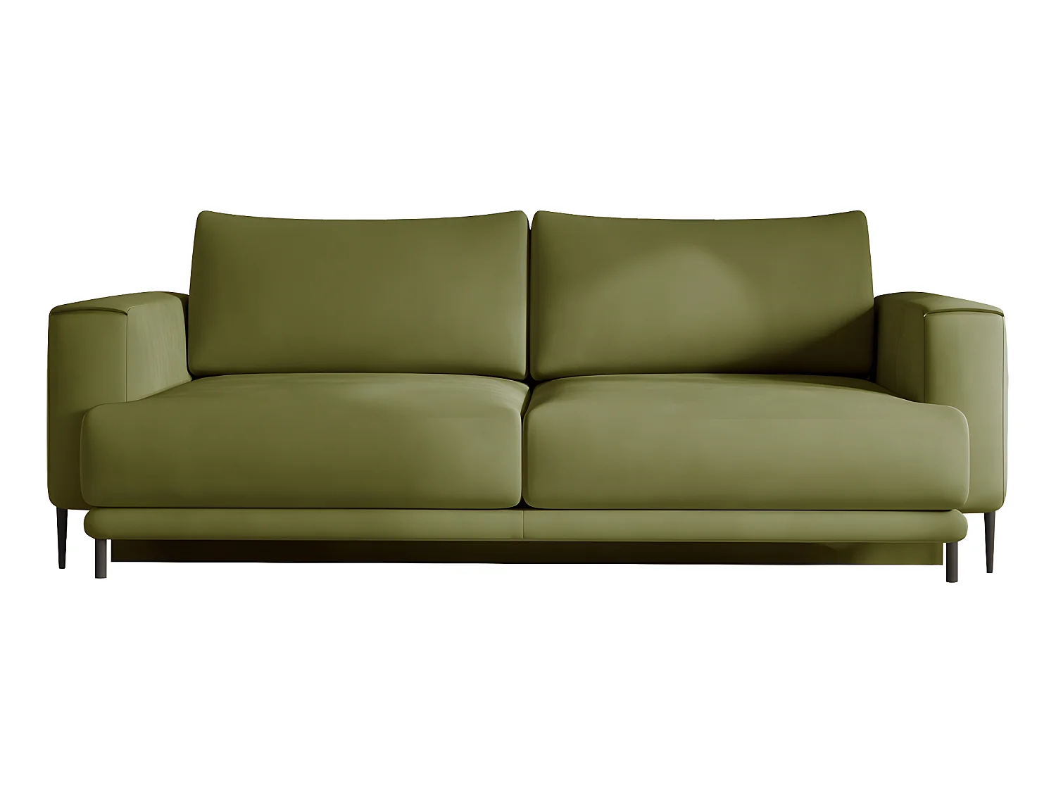 Canapé 3/4 places convertible et espace de rangement - vert olive - en tissu de qualité, DANY