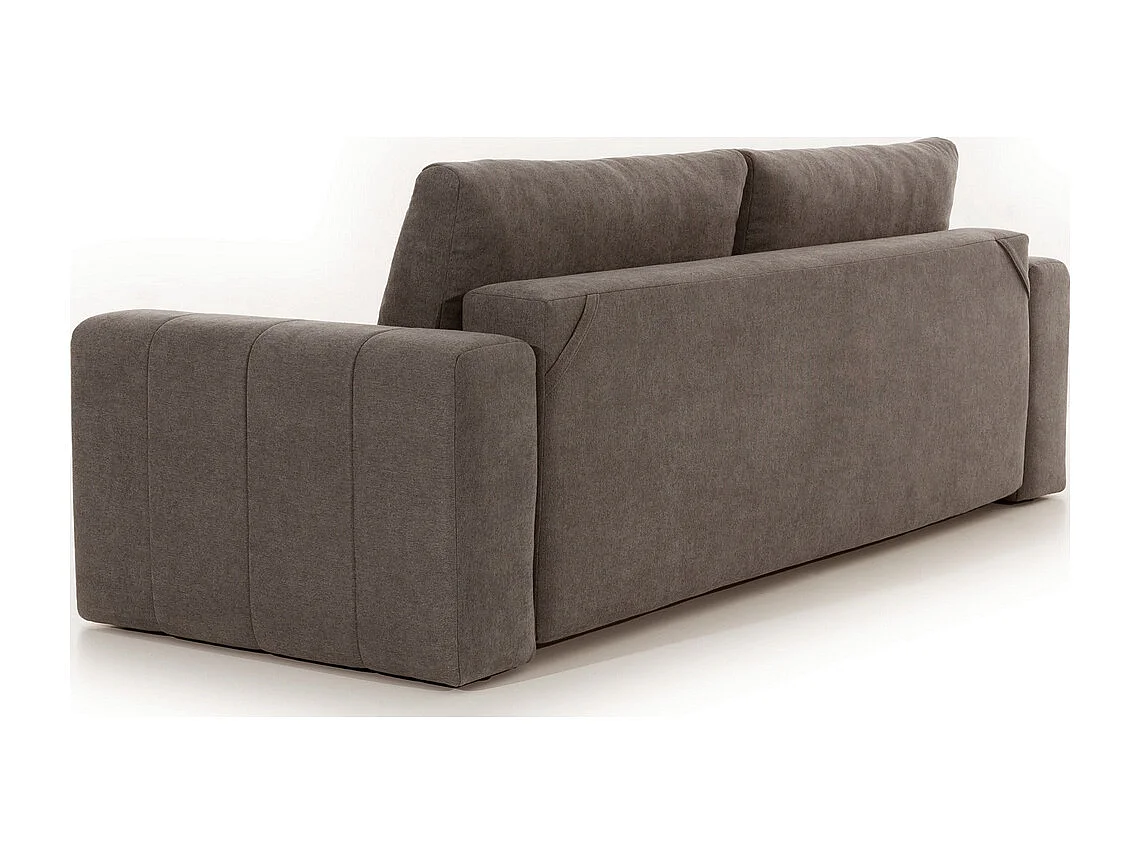 Canapé 3 places convertible et espace de rangement - Marron - en tissu de qualité luxe, LAZIO