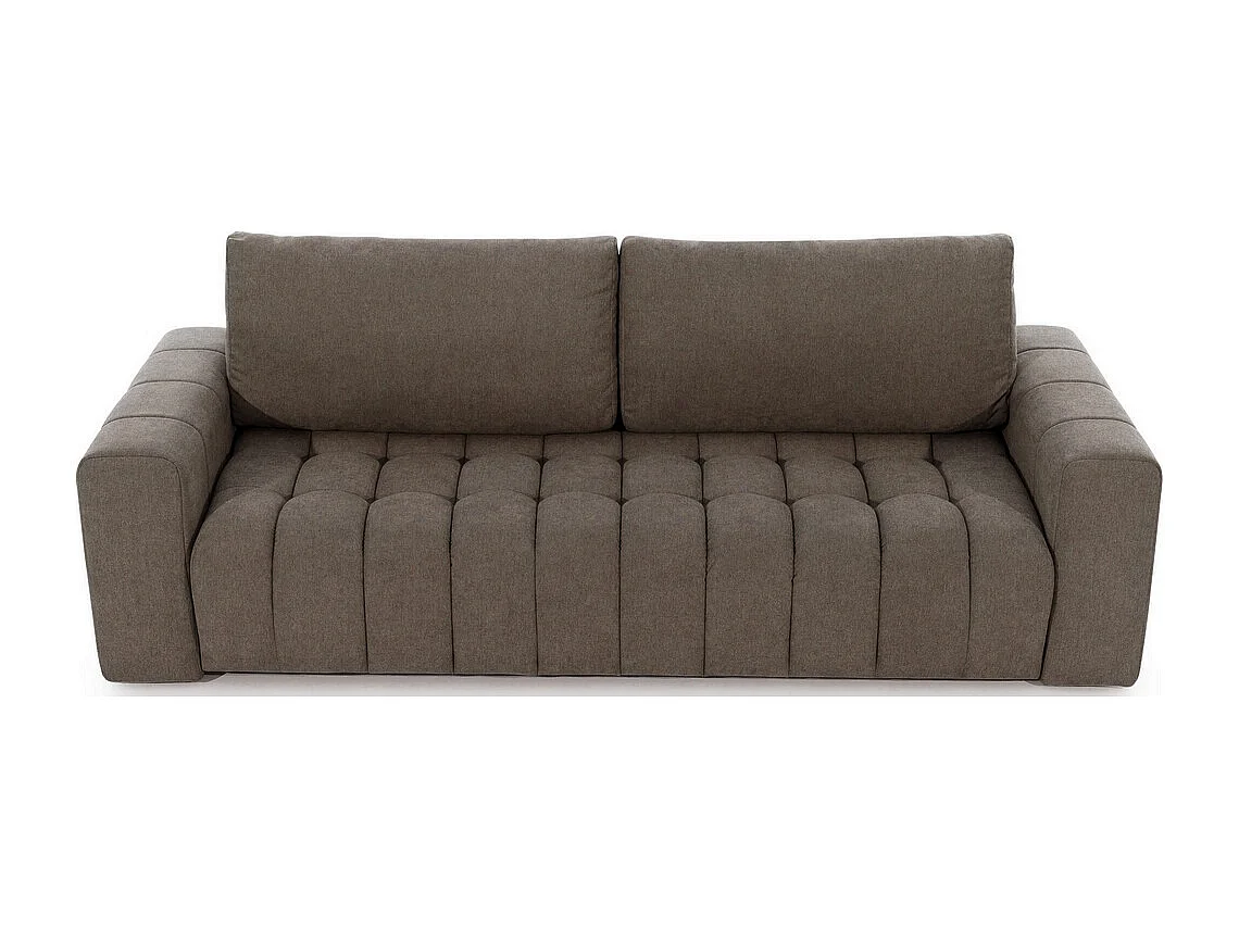 Canapé 3 places convertible et espace de rangement - Marron - en tissu de qualité luxe, LAZIO