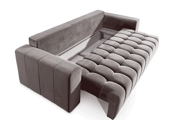 Canapé 3 places convertible et espace de rangement - Marron - en tissu de qualité luxe, LAZIO