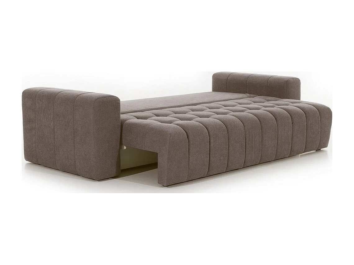 Canapé 3 places convertible et espace de rangement - Marron - en tissu de qualité luxe, LAZIO