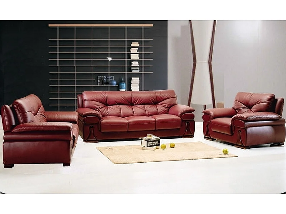 Canapé 3 places OXFORD en cuir luxe italien vachette , bordeaux