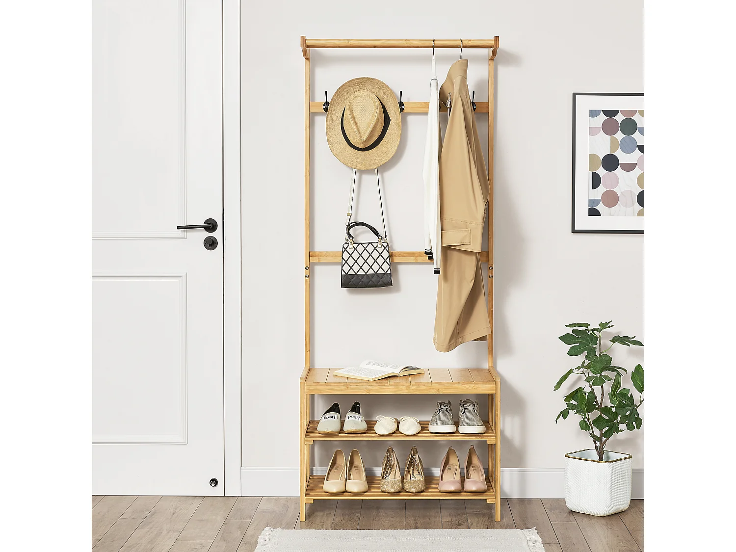 Meuble d'entrée Tornio portemanteau avec banc 168 x 70 x 35 cm [en.casa]