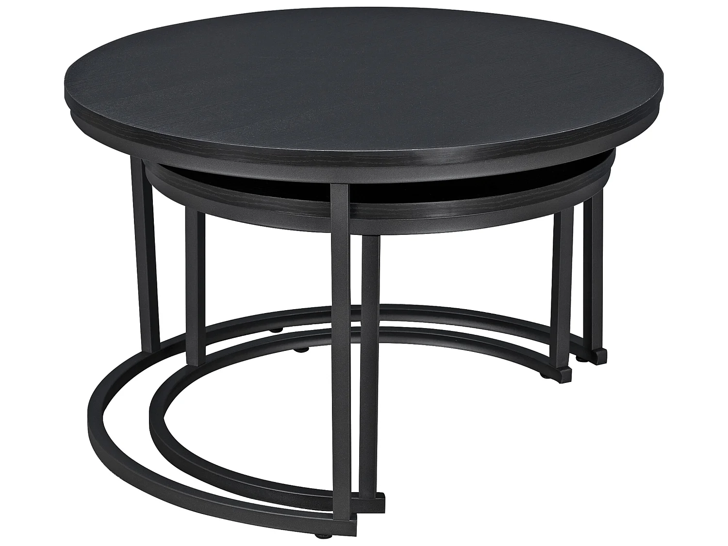 Set de 2 tables basses Christchurch rondes gigognes noir [en.casa]