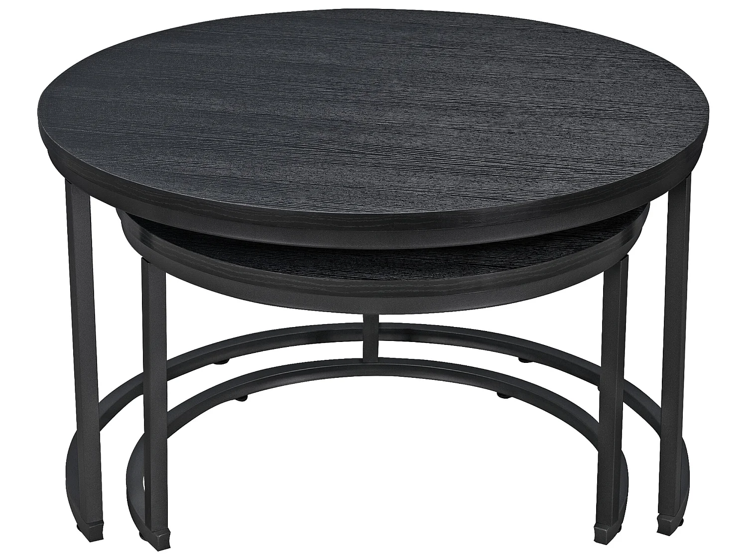 Set de 2 tables basses Christchurch rondes gigognes noir [en.casa]