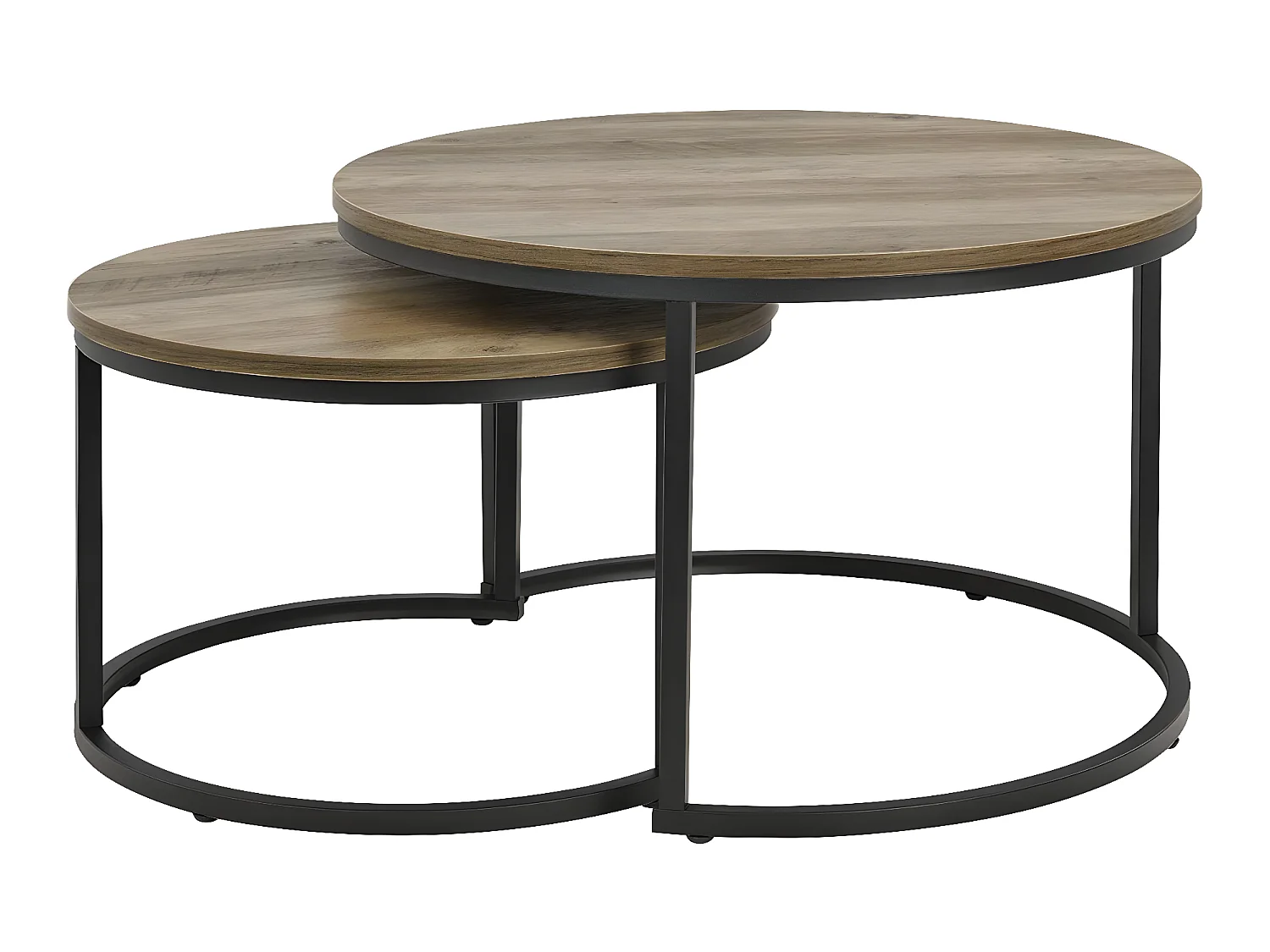 Set de 2 tables basses Christchurch rondes gigognes effet bois [en.casa]