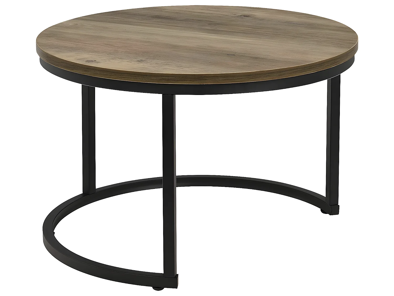 Set de 2 tables basses Christchurch rondes gigognes effet bois [en.casa]