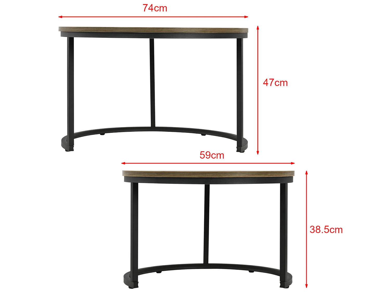 Set de 2 tables basses Christchurch rondes gigognes effet bois [en.casa]