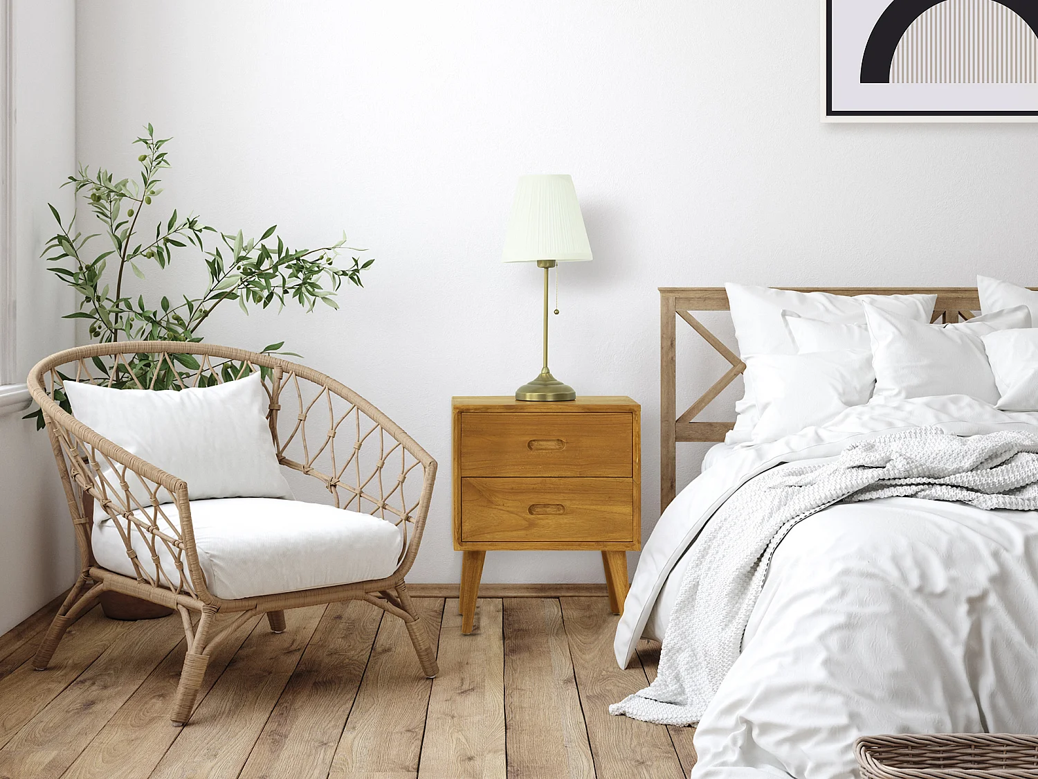 Nachttisch mit 2 Schubladen - Mindi - Holzfarben - PONIDA