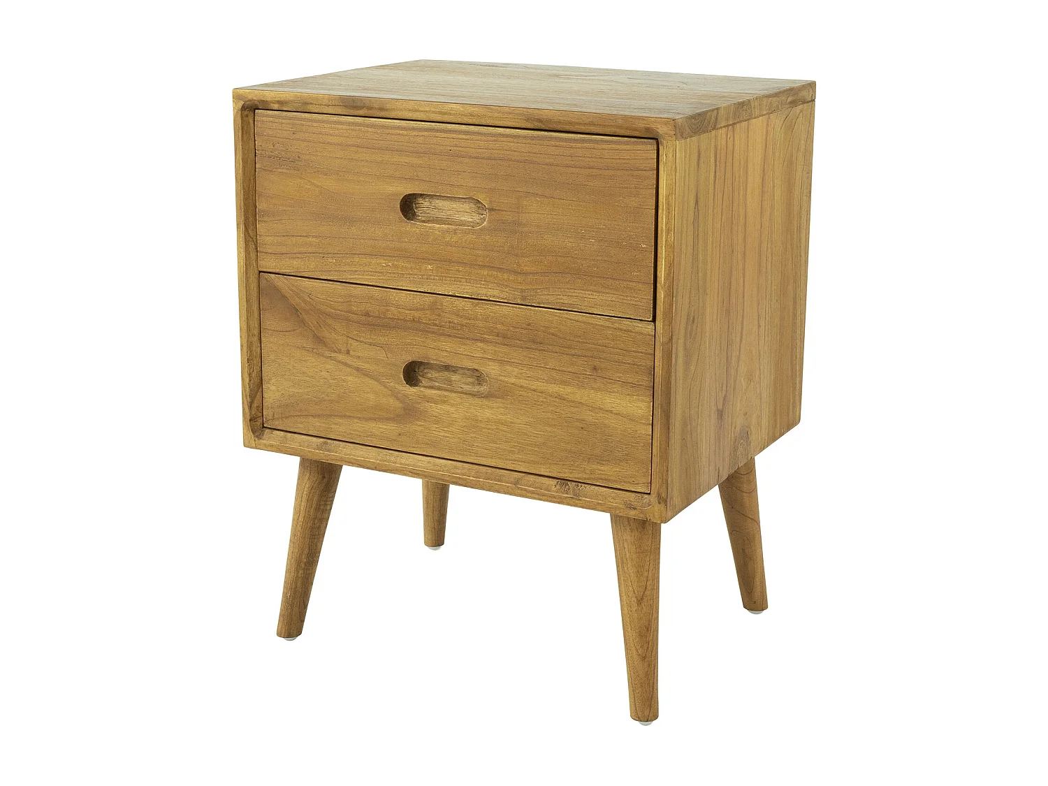 Table de chevet 2 tiroirs - Bois de mindi - Coloris : Naturel - PONIDA