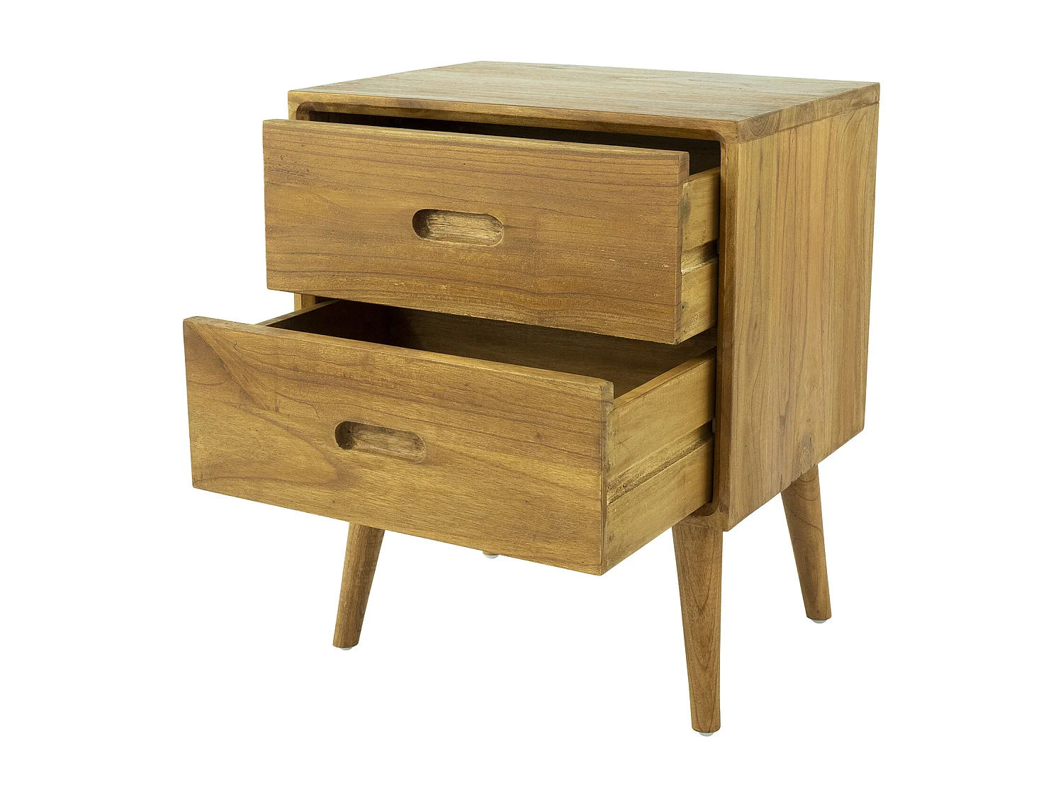 Table de chevet 2 tiroirs - Bois de mindi - Coloris : Naturel - PONIDA