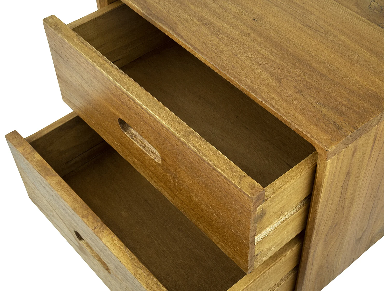 Table de chevet 2 tiroirs - Bois de mindi - Coloris : Naturel - PONIDA