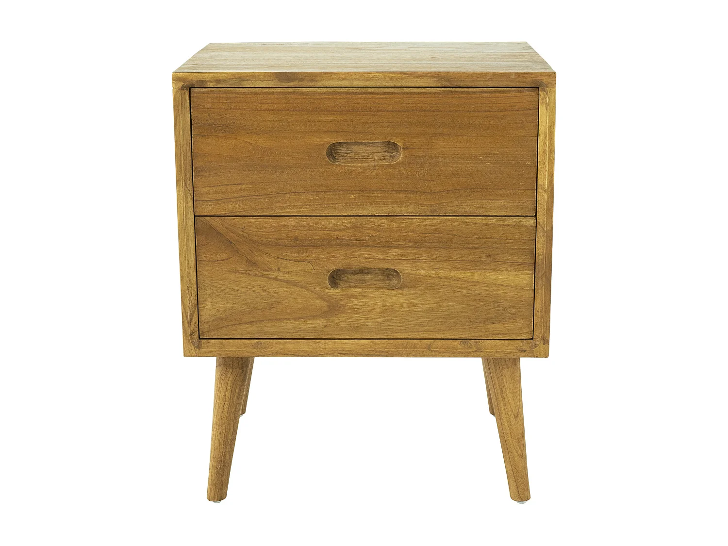 Table de chevet 2 tiroirs - Bois de mindi - Coloris : Naturel - PONIDA