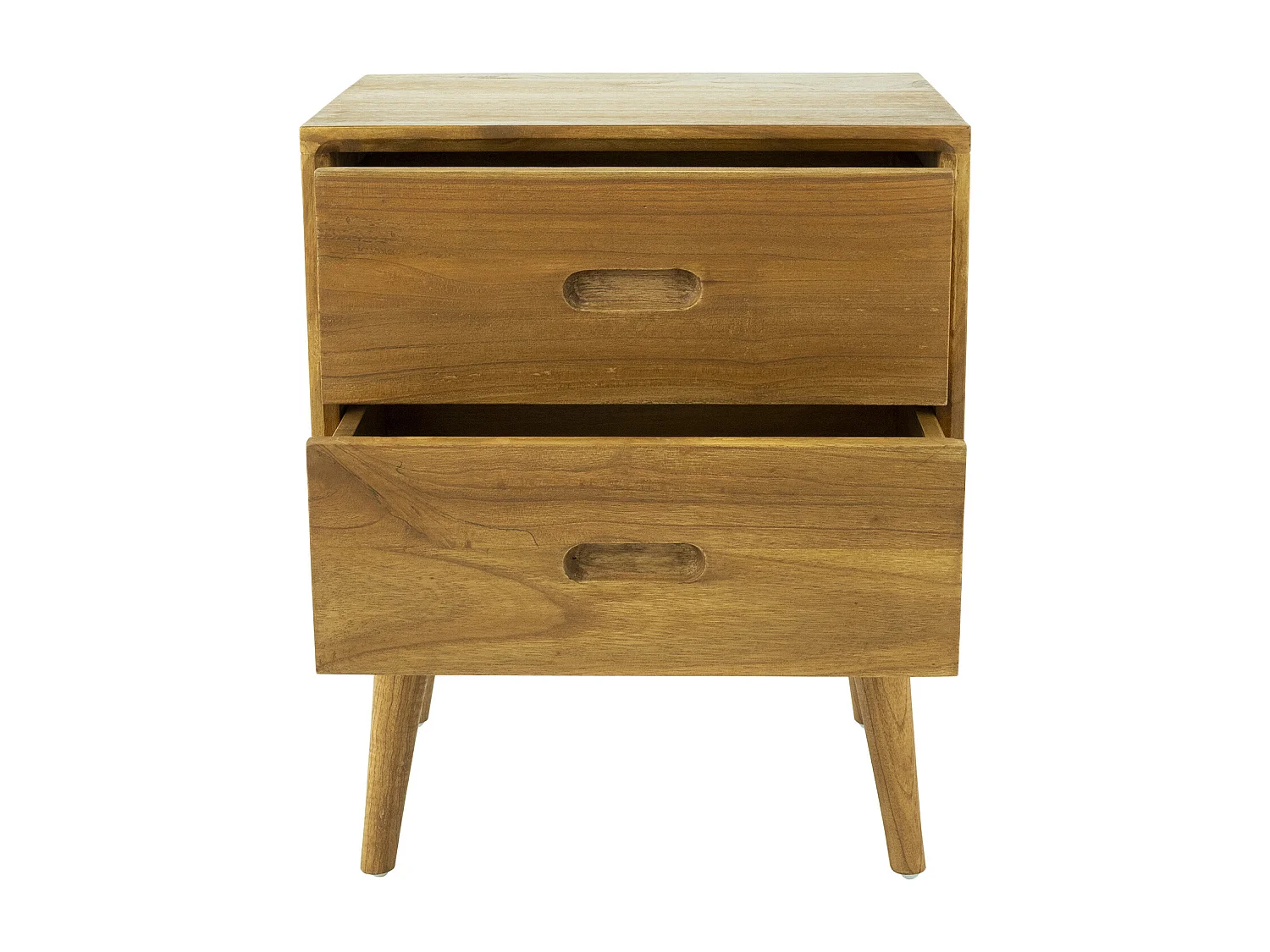 Table de chevet 2 tiroirs - Bois de mindi - Coloris : Naturel - PONIDA