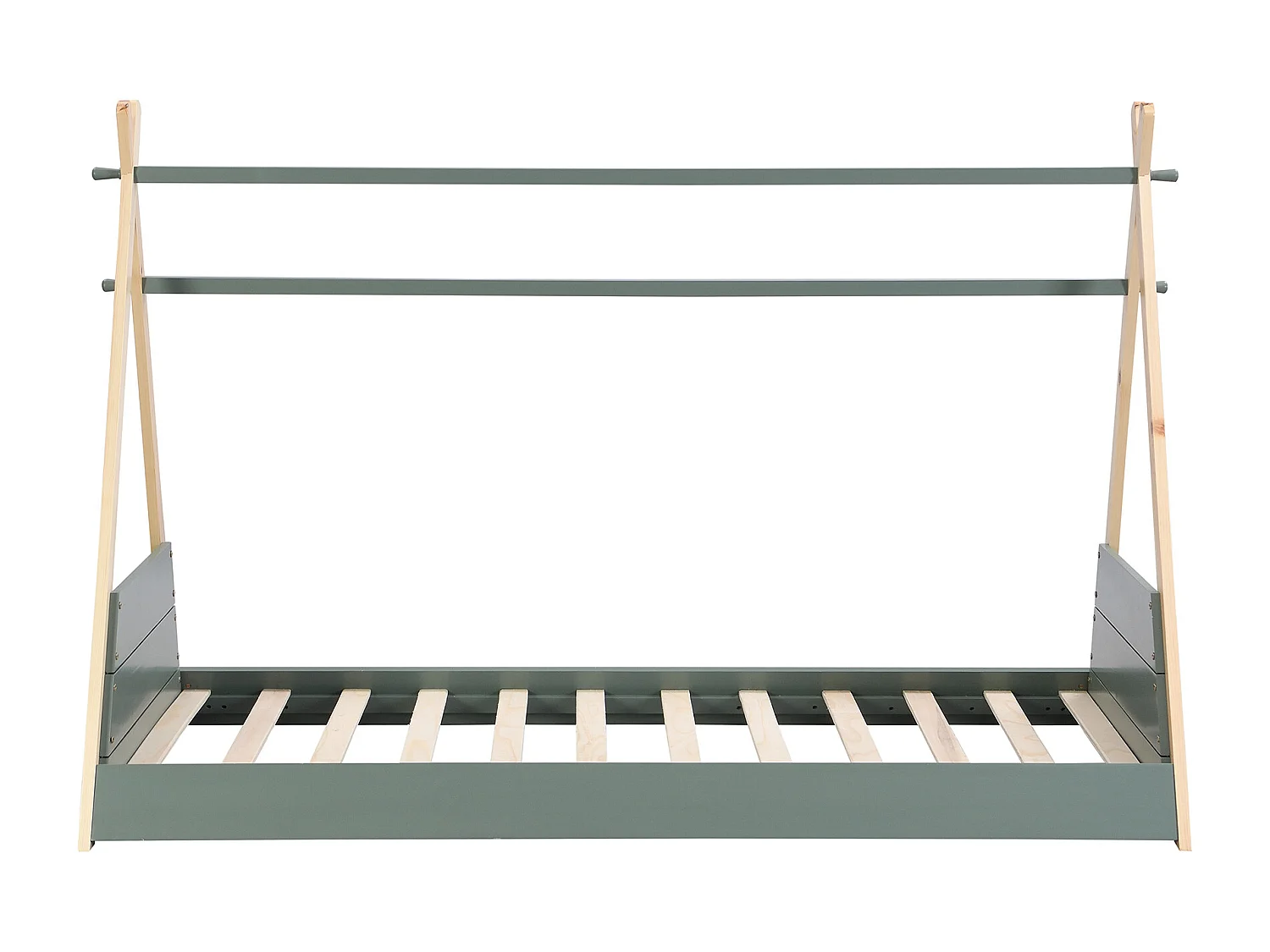 Lit tipi 90 x 190 cm - Pin - Coloris : Naturel et vert - SIOUX