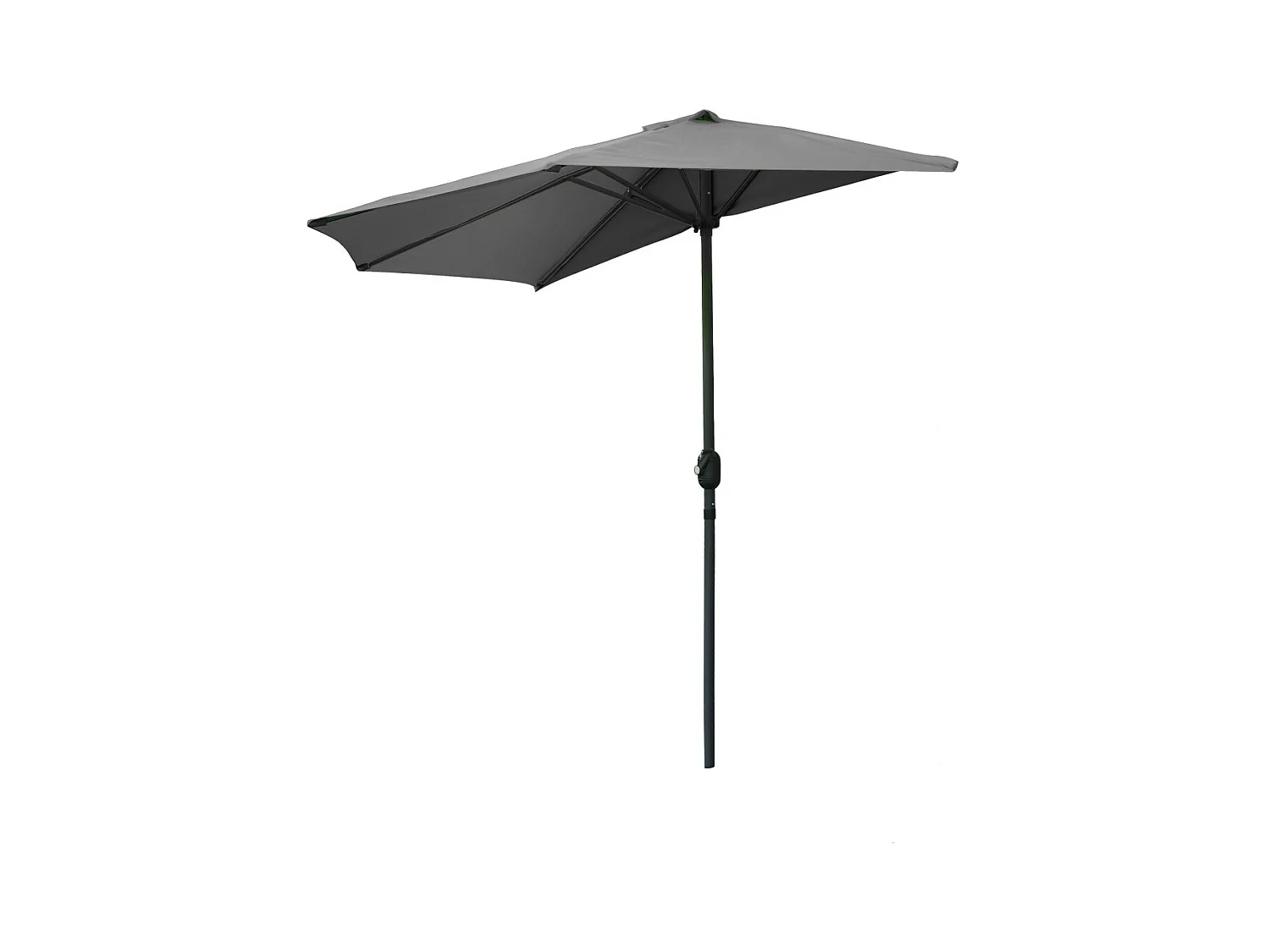 Demi-parasol mural gris anthracite – 270x135x230cm – Aluminium – Toile polyester 180g/m² – Manivelle