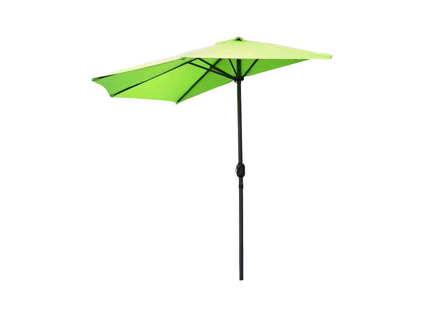 Demi-parasol mural vert anis – 270x135x230cm – Aluminium – Toile polyester 180g/m² – Manivelle