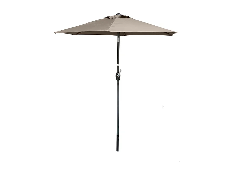 Parasol inclinable taupe – Ø2m – H2,13m – Acier – Toile polyester 160g/m² – Manivelle