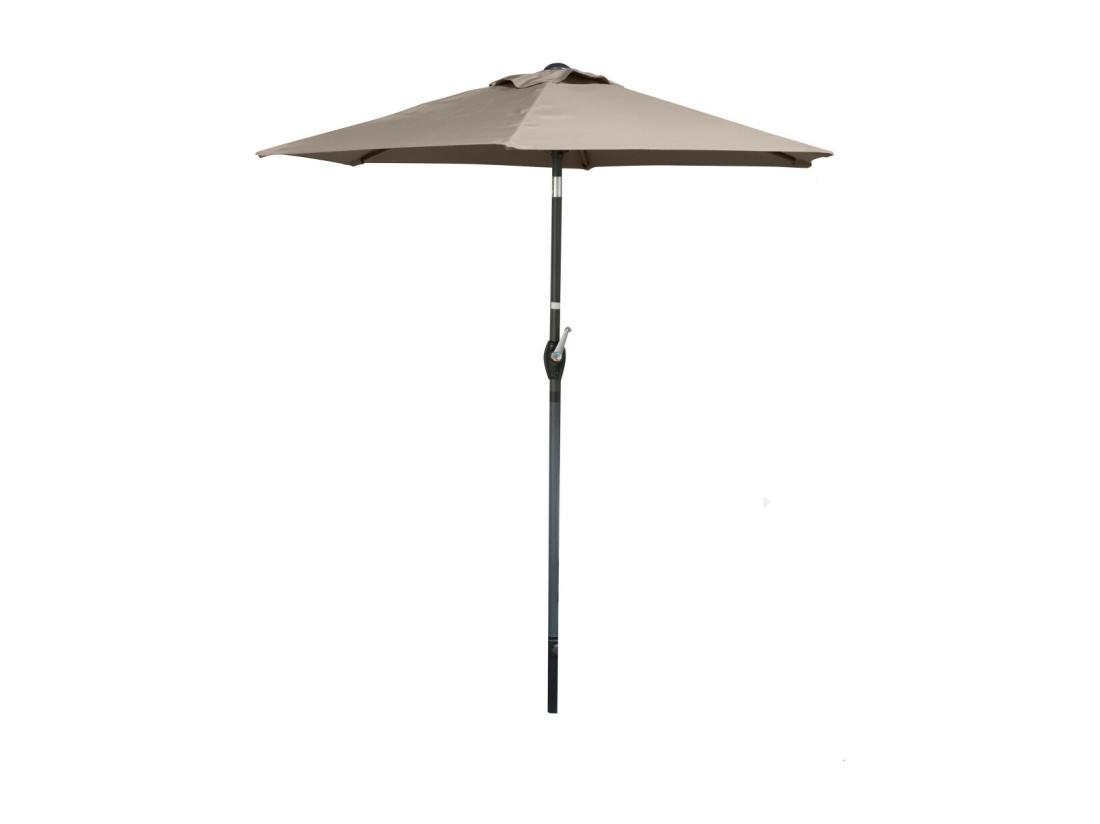vente unique Parasol inclinable taupe – Ø2m – H2 13m – Acier – Toile polyester 160g/m² – Manivelle