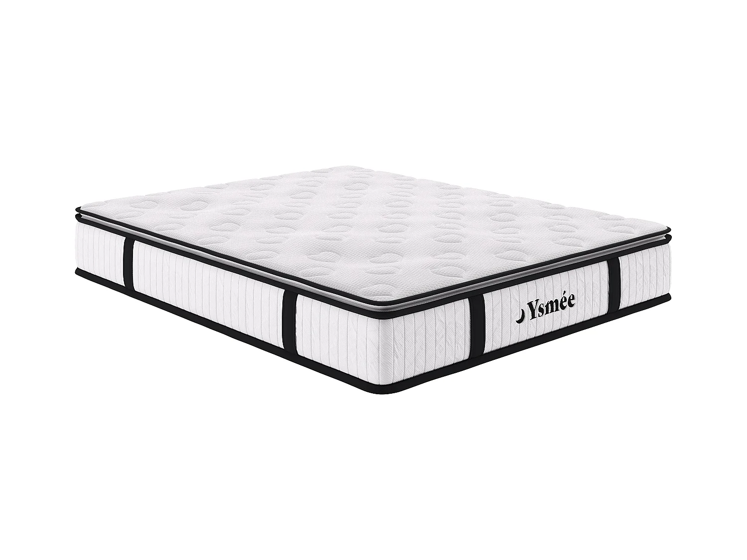 Ensemble 140 x 200 cm sommier coffre naturel clair + matelas ressorts ensachés surmatelas intégré ép.28cm - AMERICAN DREAM de YSMÉE