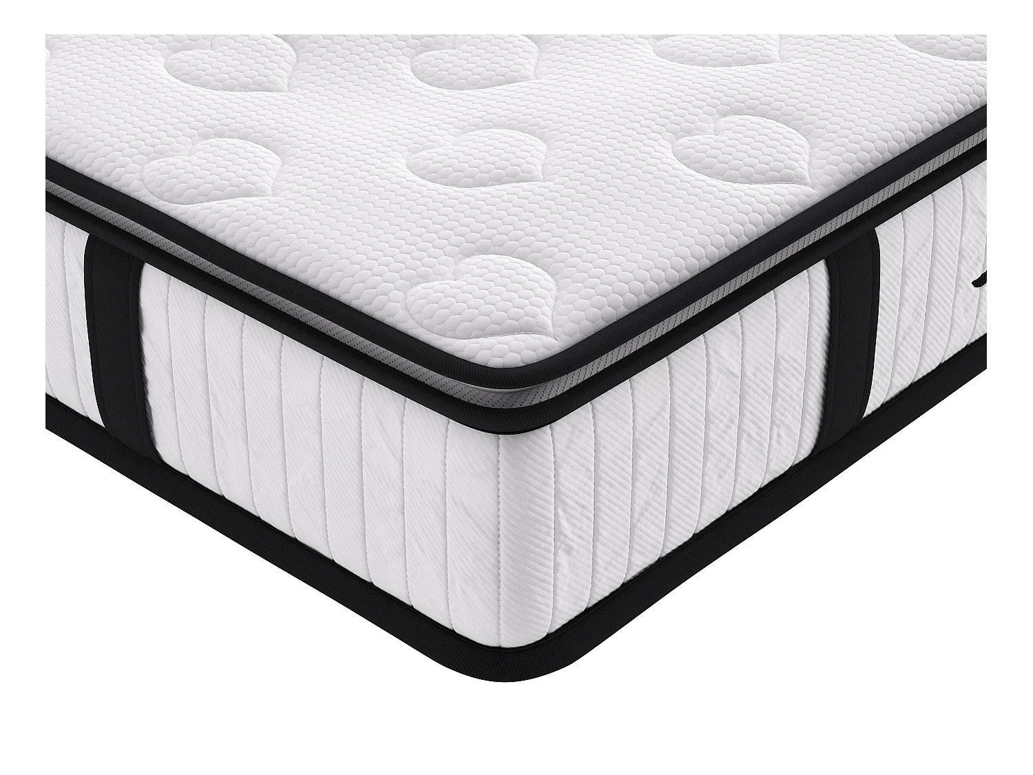 Ensemble 140 x 200 cm sommier coffre naturel clair + matelas ressorts ensachés surmatelas intégré ép.28cm - AMERICAN DREAM de YSMÉE