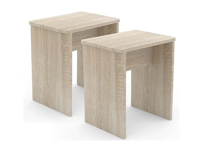 VCM Conjunto de 2 Assentos de Madeira Stool Cube Footrest Side Table Esal (Sonoma Oak)