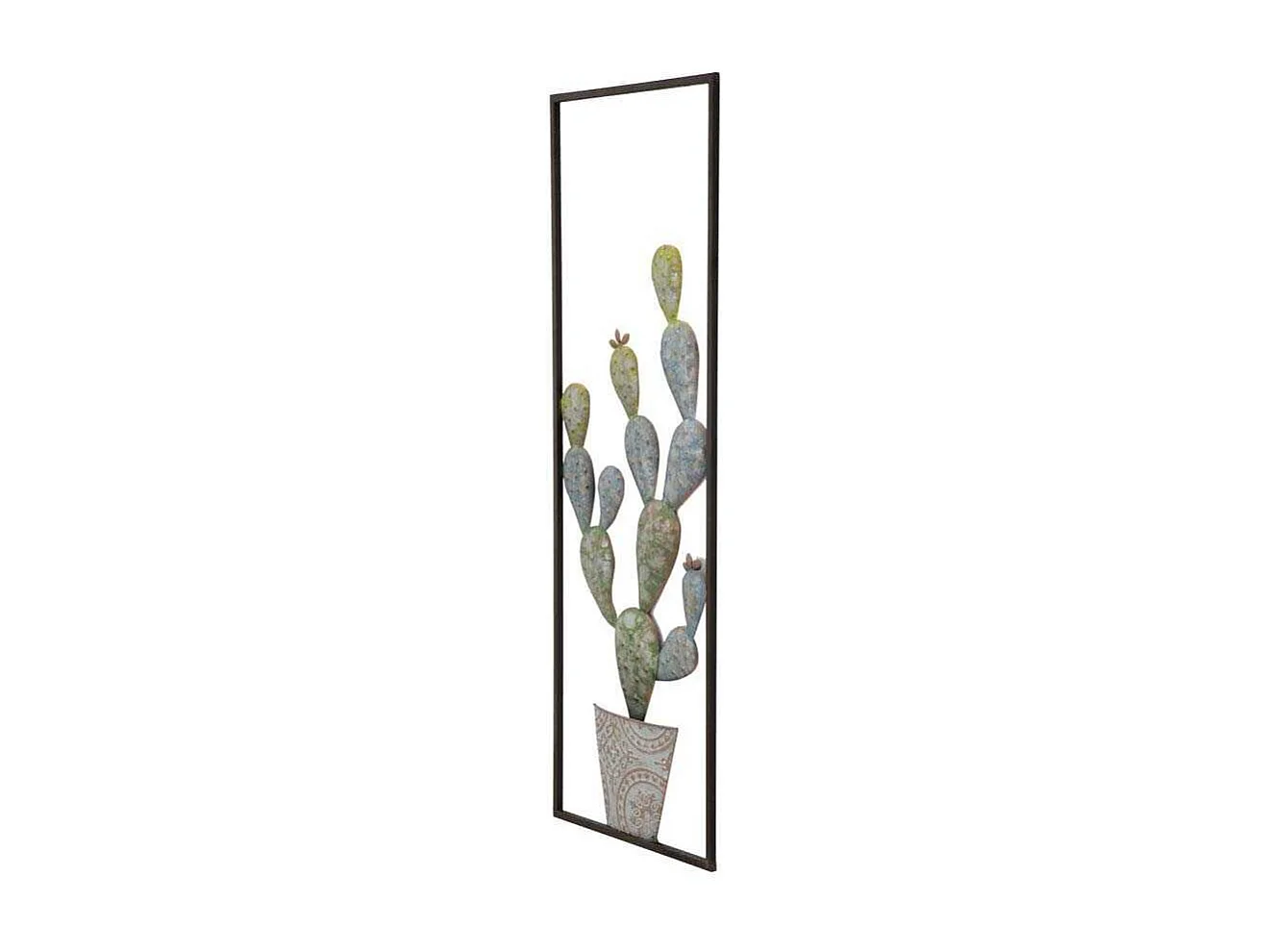 Déco Murale Encadrée en Métal "Cactus" 90cm Multicolore