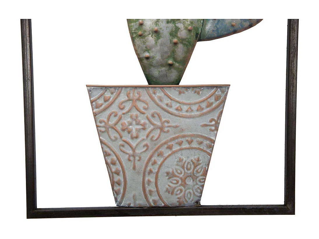 Déco Murale Encadrée en Métal "Cactus" 90cm Multicolore