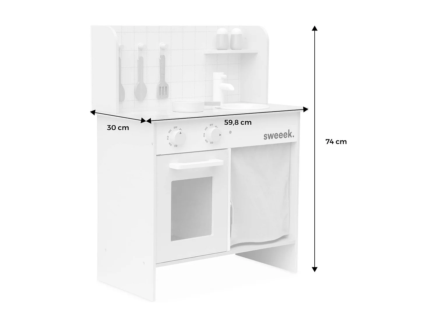 Cocina infantil de madera verde celadón