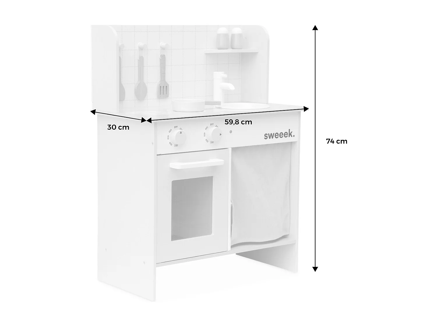 Cocina infantil de madera verde celadón