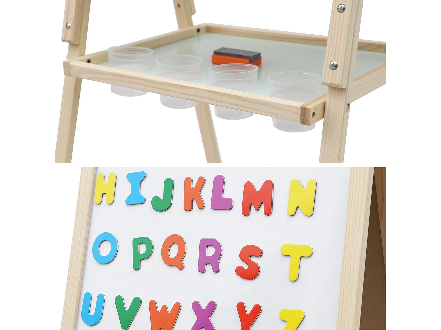 Pizarra de madera de doble cara para niños natural