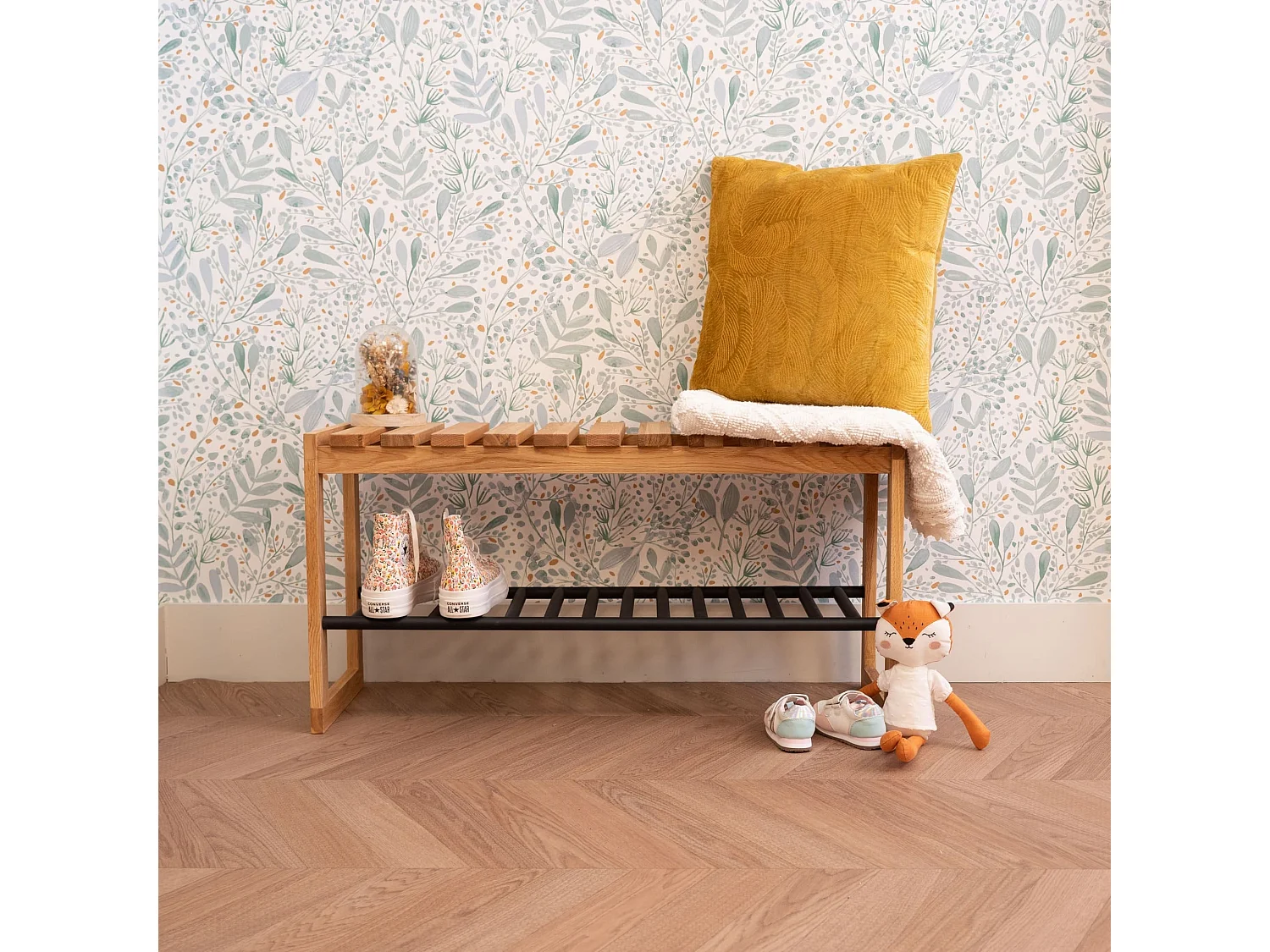 Meuble à chaussures avec banc en bois massif - MC17011