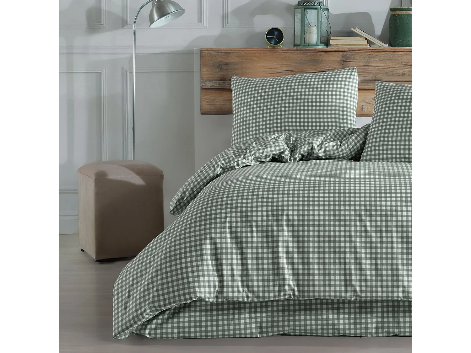 Parure de lit Vichy 260x240 Vert d'eau