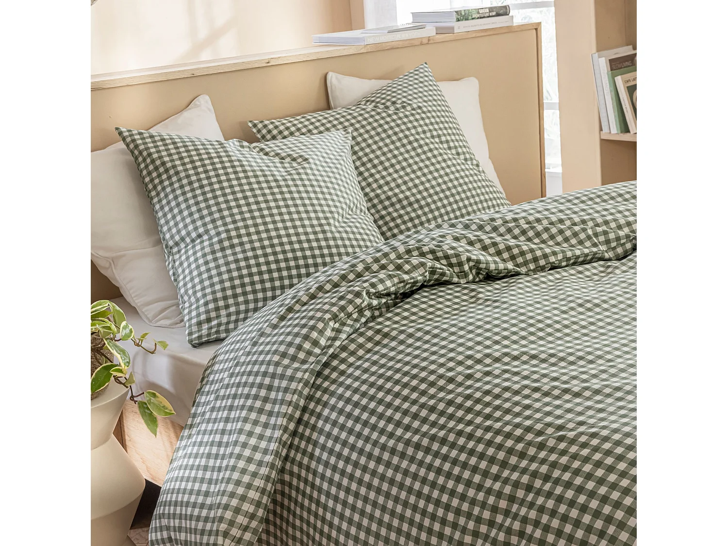 Parure de lit Vichy 260x240 Vert d'eau
